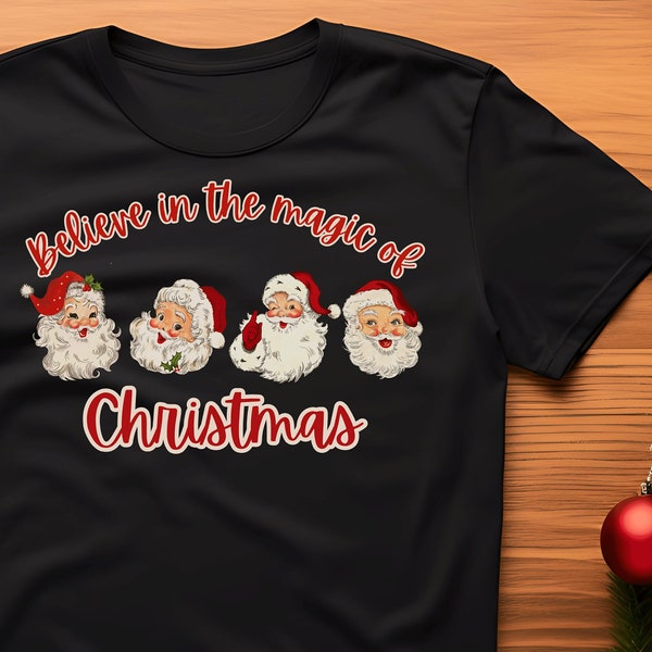 Vintage Santa T-shirt, Magic of Christmas shirt, Santa Face tee, I believe in Santa, Christmas gift