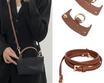 Punch-free Genuine Leather Shoulder Strap for Longchamp mini Bag