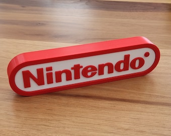 Nintendo Logo Solid Sign for Gaming Decor Desk / Art / Shelf Display / 6.5"