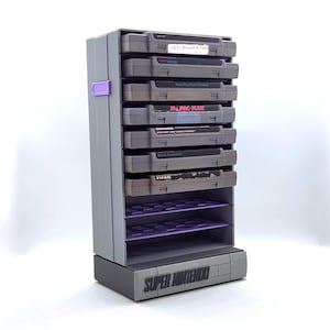 任天堂 SNES カートリッジタワー (カートリッジ 10 個) ケース / オーガナイザー / ストレージ / ホルダー