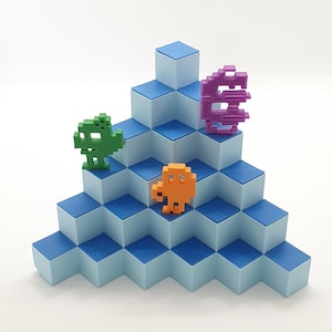 Atari 2600 Diorama - Q*Bert - Art / Shelf Decor / Game Room