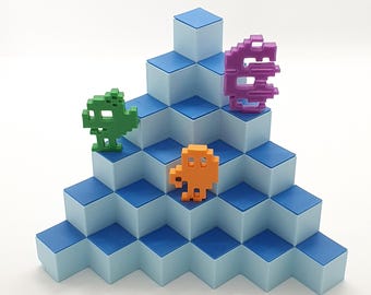 Atari 2600 Diorama - Q*Bert - Art / Shelf Decor / Game Room