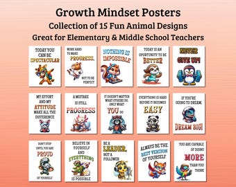 Middle School Growth Mindset Poster Elementary Motivational Class Decor Inspirational Quote School Counselor Bulletin Board Office Wall Art
