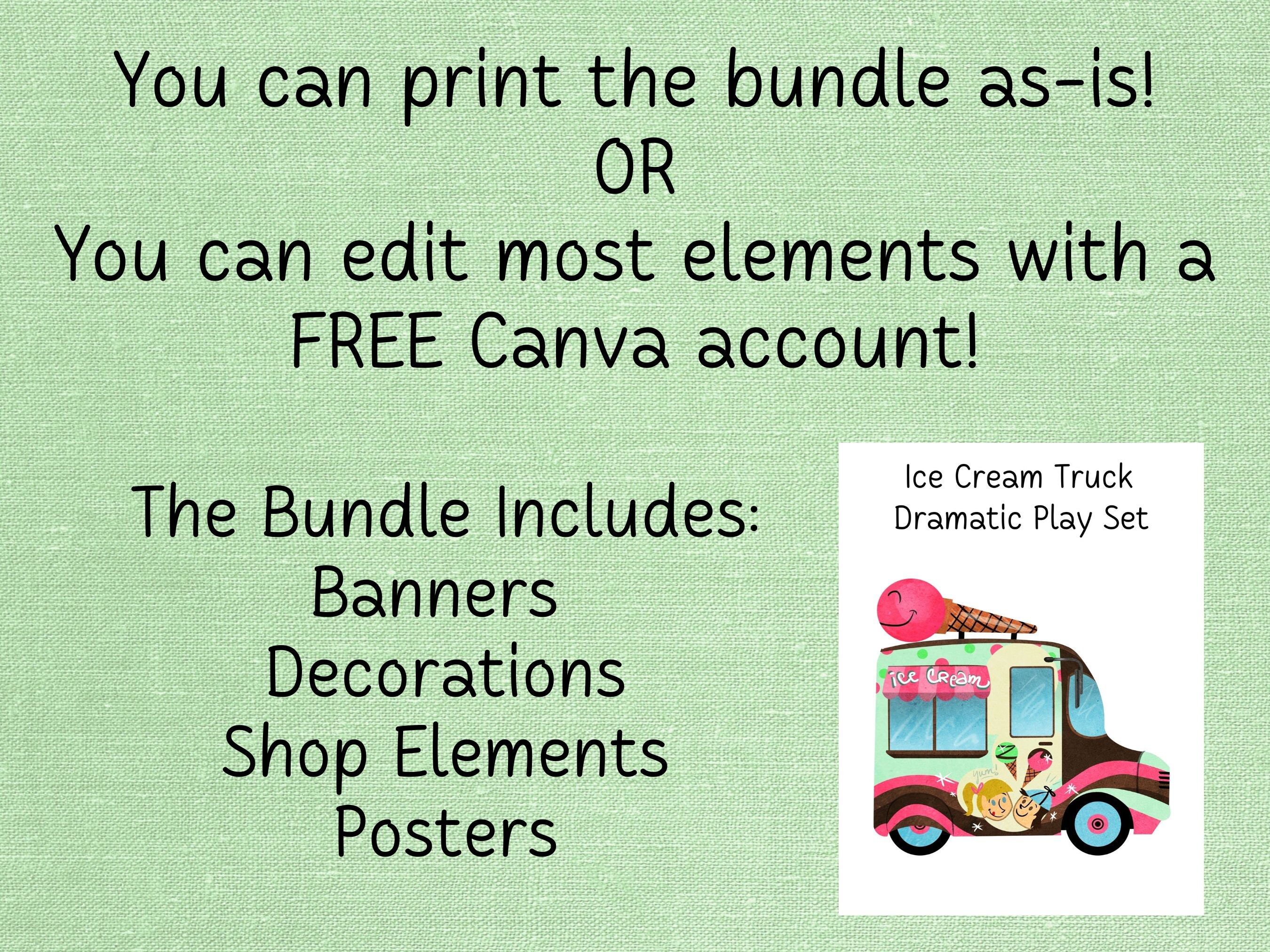 Dramatic Play Ice Cream Shop Printable, Pretend Play Printables ...