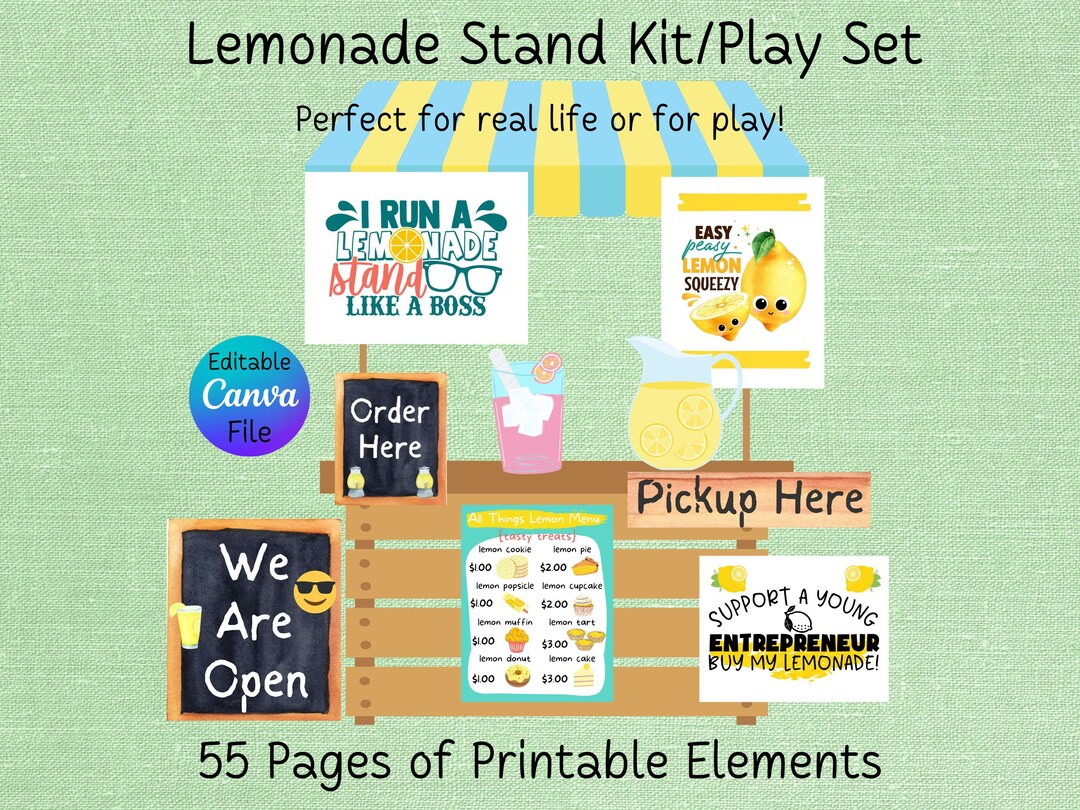 Lemonade Stand Dramatic Play Printables, Lemonade Stand Sign, Pretend Play Printables Daycare