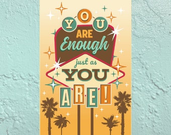 Positive Affirmation Wall Art Retro Printable You Are Enough Retro Poster Printable Daily Affirmation Digital Download Home Decor