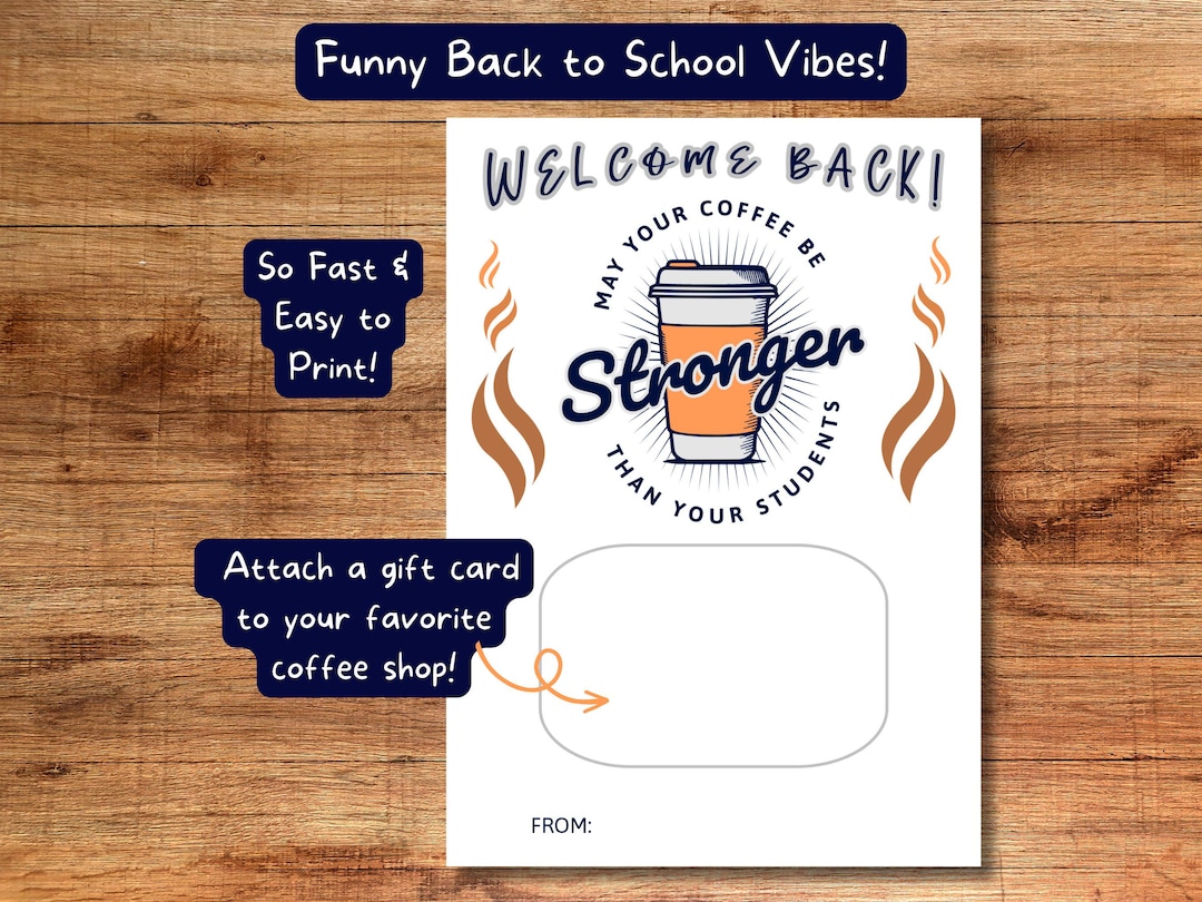 Funny Welcome Back to School Teacher Card Printable First Day of School ...