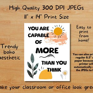 High School Boho Growth Mindset Poster Classroom Motivational Decor School Counselor Psychologist Positive Affirmation Quotes Middle School image 3