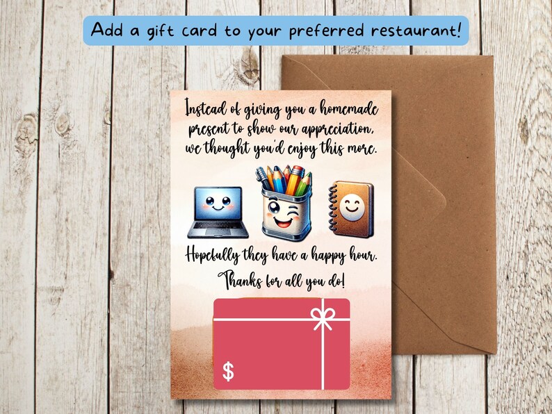 Sarcastic Teacher Card Printable Funny Teacher Thank You Sarcastic ...