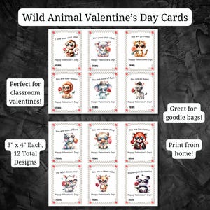 Cartões de Dia dos Namorados de Animais para Imprimir Etiqueta de Sacola de Presentes de Dia dos Namorados para Sala de Aula do Ensino Fundamental Piada Engraçada Amigo Dia dos Namorados para Crianças Download Instantâneo