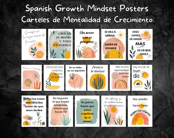 Spanisch Wachstums-Mindset Poster Spanische Klasse Motivationsdekor Schullehrer Psychologe Positive Affirmation Mentalidad de Crecimiento