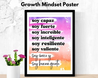 Spanisches Wachstums-Mindset-Poster Spanische Sprache Motivationsdekor Spanisch inklusives Poster Ich bin positive Affirmation für Teenager Tweens Kinder