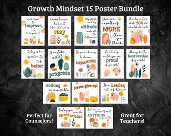 High School Boho Growth Mindset Poster Classroom Motivational Decor School Counselor Office Positive Affirmation Quotes Bulletin Board