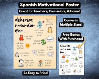 Spanish Mental Health Therapy Poster Printable School Counselor Office Decor Motivational Growth Mindset Elementary Middle Bulletin SEL Tool