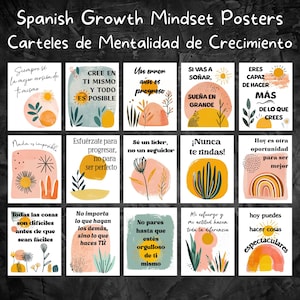 Spanish Growth Mindset Poster Spanish Class Motivational Decor School Counselor Psychologist Positive Affirmation Mentalidad de Crecimiento