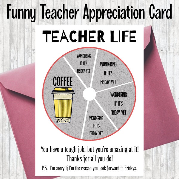 Funny Teacher Appreciation Card Printable Teacher Thank You Sarcastic Teacher Card Favorite Student, Coffee Teacher Gift Card Holder
