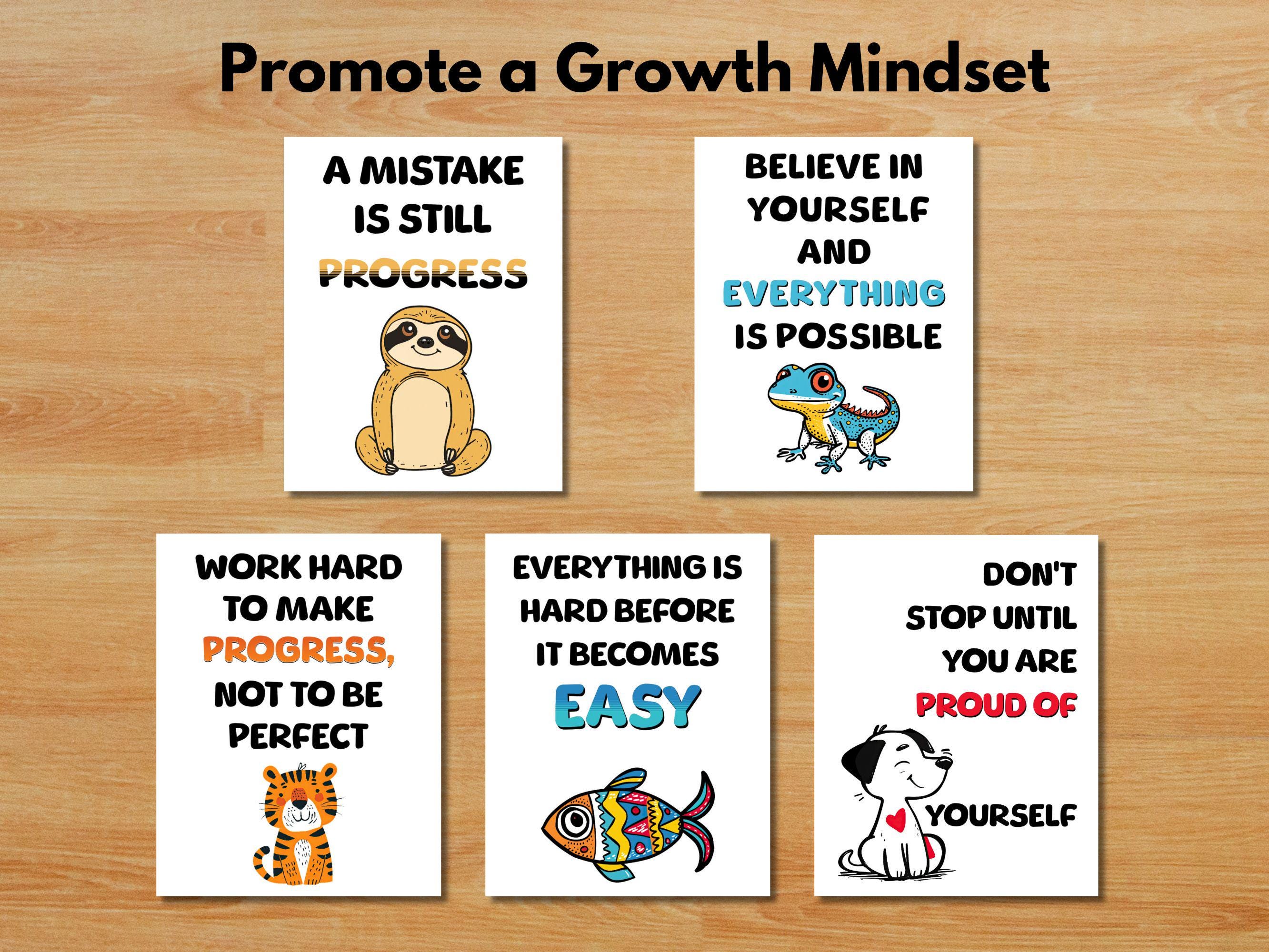 Growth Mindset Poster Elementary Motivation Classroom Decor Animal ...