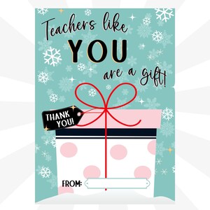 Teacher Christmas Gift Card Holder Printable, PTA PTO Teacher Appreciation Card, Teacher Holiday Card, Teacher Thank You Gift, Winter Break