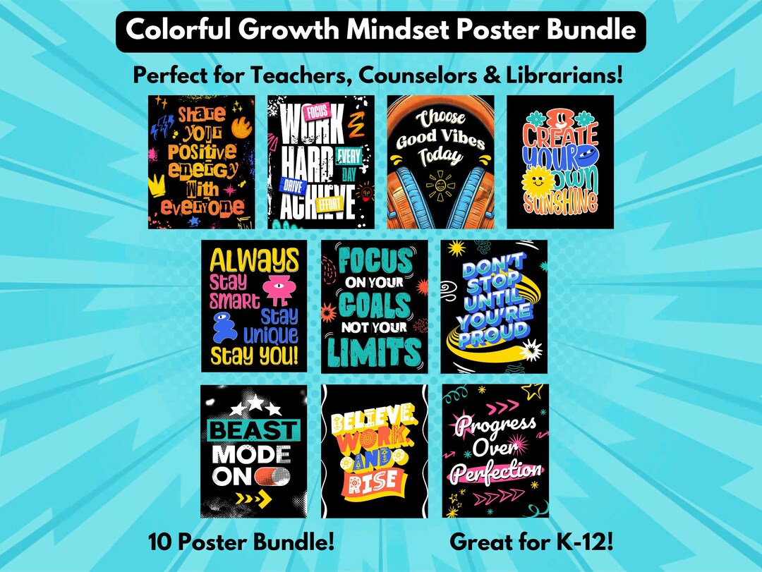 High School Growth Mindset Poster Bundle Printable Classroom ...