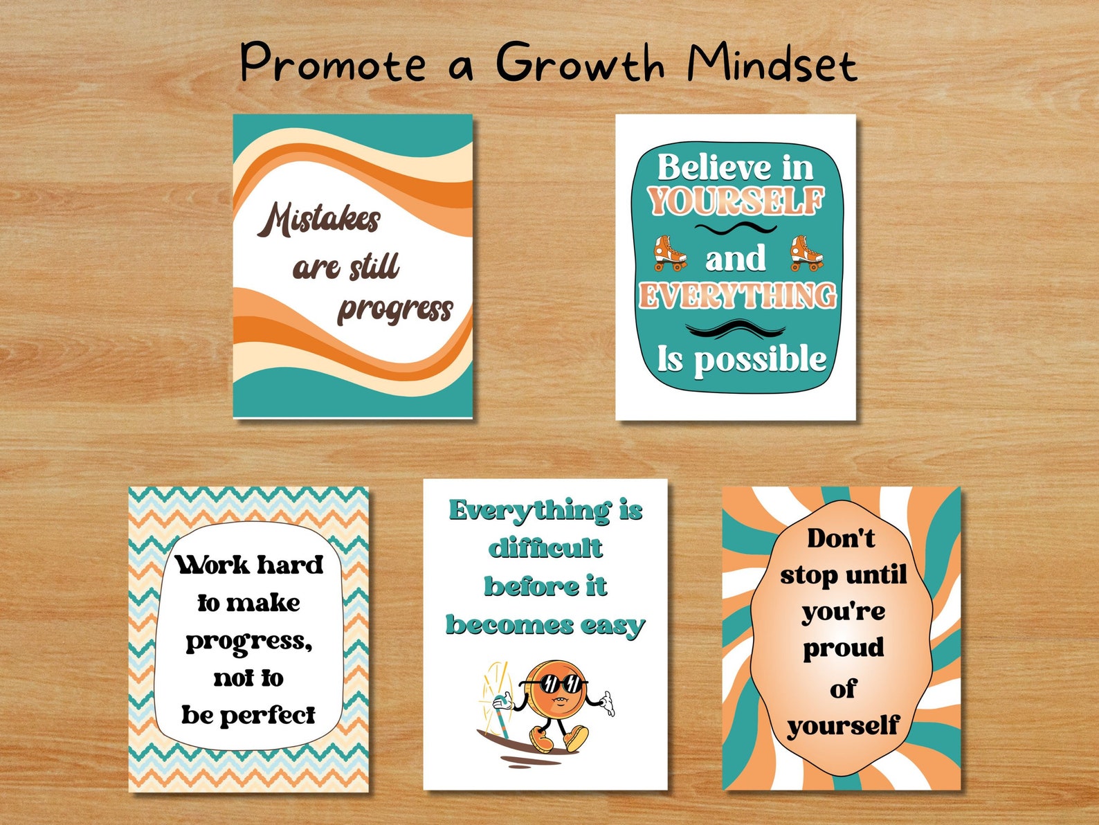 Retro Growth Mindset Poster Groovy Motivational Classroom Decor Retro ...