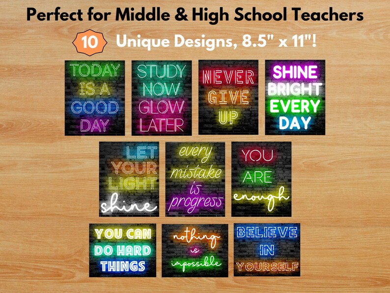 High School Growth Mindset Poster Bundle Printable Classroom Colorful ...
