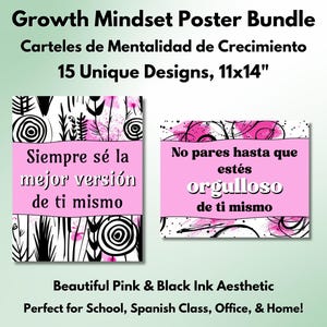 Boho Spanish Growth Mindset Poster Spanish Class Motivational Decor School Counselor Office Positive Affirmation Bulletin Board Inspiration