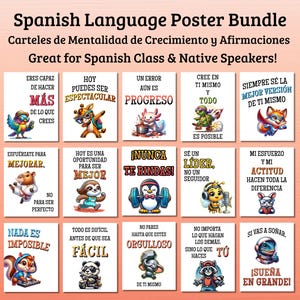 Elementary Spanish Positive Affirmation for Kids Growth Mindset Poster Spanish Class Motivational Decor School Counselor Bulletin Board Sign