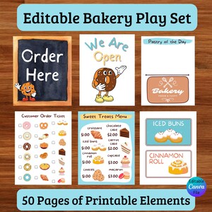 Editable Dramatic Play Bakery Printable Bundle: For Daycare, Preschool, and Elementary Kids