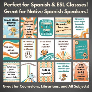 Retro Spanish Growth Mindset Poster Spanish Class Retro Motivational Classroom Decor School Counselor Psychologist Mentalidad de Crecimiento