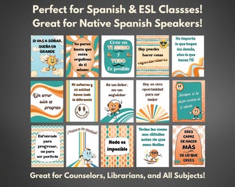 Retro-Spanisch-Wachstums-Mentalitäts-Poster Spanische Klasse Retro Motivations-Klassenzimmer-Dekor-Schul-Berater-Psychologe Mentalidad de Crecimiento