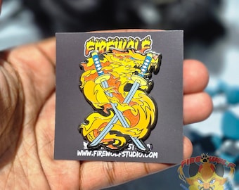Fire Wolf Dual Sword Enamel Pin