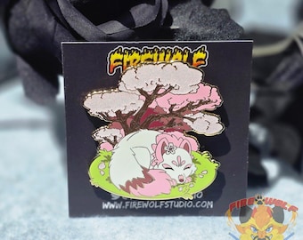 Sakura Fox Enamel Pin