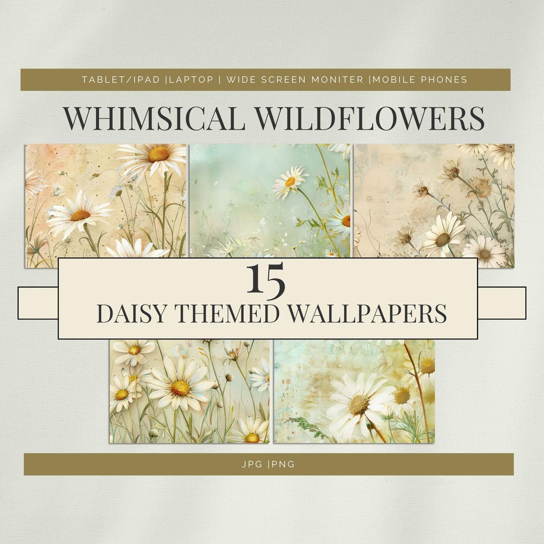 Laptop Wallpaper Daisy Bundle , Whimsical Wallpaper Art for Phone ...