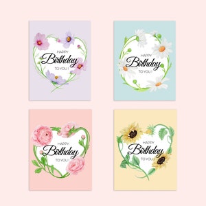 Cartes d'anniversaire | de fleurs à l'aquarelle | Des cartes pour elle ou pour lui