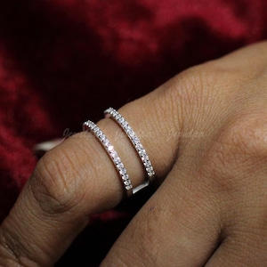 Pierścionek z białego złota o masie 0,50 ct, diament hodowany laboratoryjnie, 14-karatowy, do kompletu, prezent na rocznicę, damski pierścionek do łączenia, biżuteria z podwójną ochroną