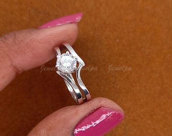 Anillo de boda de lujo de diamante cultivado en laboratorio de corte redondo de 2 CT, conjunto de anillos de compromiso de novia, regalo de anillo de aniversario de boda, anillo de promesa,