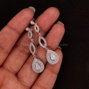 3CT Lab Grown Diamond Earrings, Solid 14k White Gold Tear Drop Earrings, Women&#39;s Earrings, Wedding Gift, Party Wear Earrings, bridal jewelry