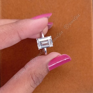 2 CT Lab Grown Diamond Solitaire Engagement Ring, IGI Certified Emerald Cut Wedding Ring, 14K White Gold Ring, Promise Ring, Gift For Her