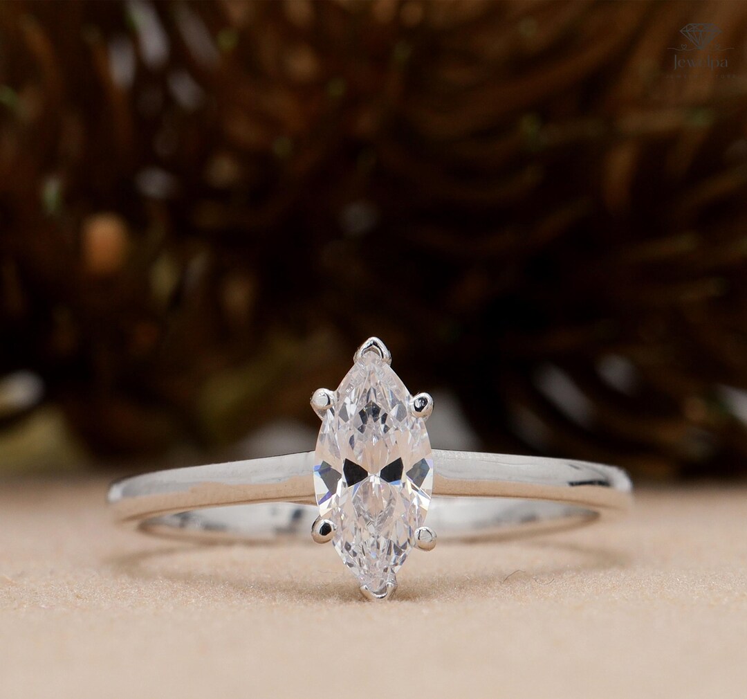 1.50 CT Lab Grown Diamond Marquise Cut Solitaire Ring, 14K Gold ...