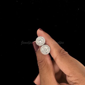 Round Cut Lab Grown Diamond Stud Earrings, 2.50 CT Halo Earrings, IGI Certified Diamond Earrings, Screw back Earrings, Wedding Earrings Gift