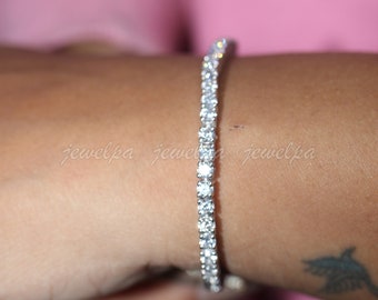 5CT Rundschliff Diamant-Tennis-Armband / runde Form Diamant-Hochzeits-Armband / 14K Weißgold-Armband / Bettelarmbänder
