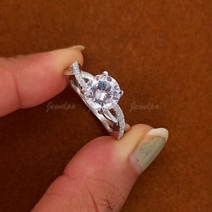 Elegant Twisted Band Ring in White Gold, 2.50 CT Round Lab Grown Diamond Engagement Ring, Diamond Anniversary Ring Dainty & Stylish Jewelry
