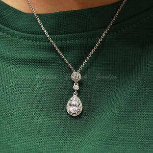 Timeless Lab Grown Diamond Pear-Cut 2.50 CT Drop Pendant Necklace, 14K White Gold, IGI Certified Wedding Gift Pendant, Jewelry for Women