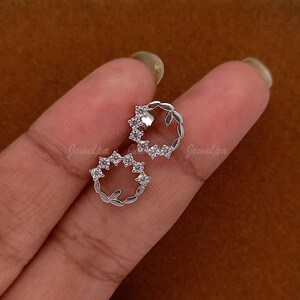Round Cut Elegant Fancy Stud Earrings, Lab Grown Diamond 1 CT Sparkling Everyday Luxury Earrings, 14K White Gold Stud, Perfect for Occasion