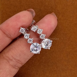 3 CT Lab Grown Diamond Drop Dangle Earrings – Round Cut, Solid 14K White Gold, Push Back, Elegant Birthday Gift For Her, Diamond Earrings