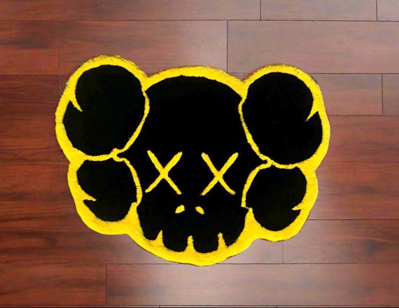 Kaws Face Black and Yellow - Etsy