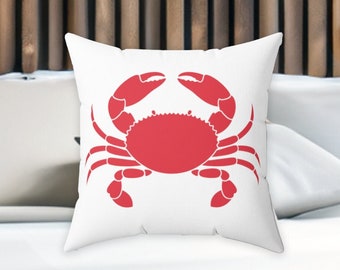 Crab Nautical Throw Pillow: Double-Sided Coastal Decor