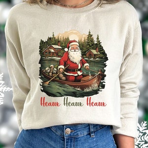 Heaux Heaux Heaux Shirt, Cajun Santa Sweater, Lousiana Christmas Sweater, Funny Santa Sweater, Holiday Sweater, Gumbo Santa Shirt