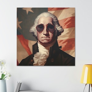 George Washington Wearing Sunglasses Wall Art George Washington Art Washington Print Washington Canvas Wall Art Home Decor Funny Art
