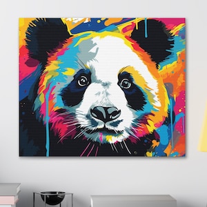 Panda Wall Art Home Decor Animal Wall Art Office Decor Wall Decor Pop Art Canvas Panda Canvas Print Panda Poster Animal Lover Panda Gift